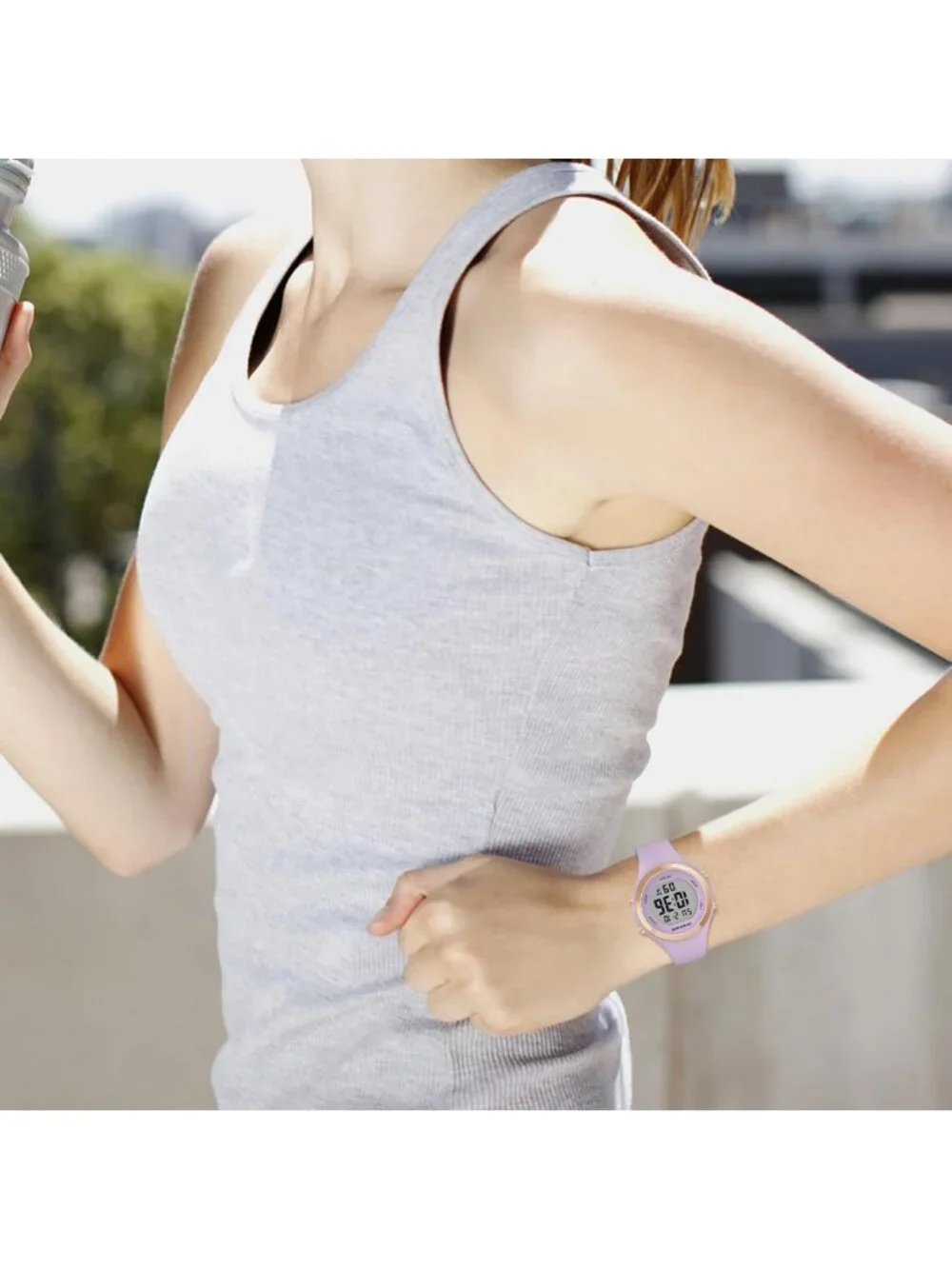 Waterproof Sport Women's Digital Chronograph Watch with Silicone Strap - Gold